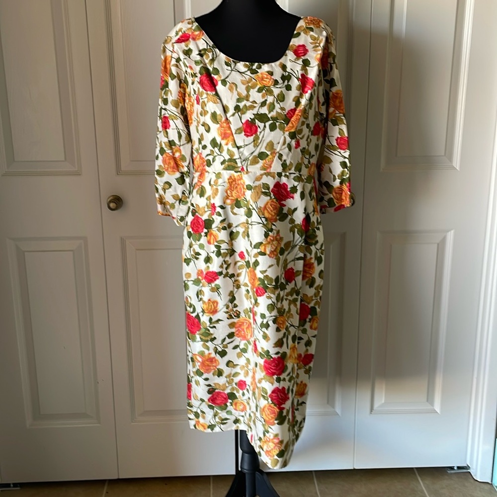 Bernard Frères | Vintage 100% Silk Dress. Old Hollywood. Sexy. Roses. Glamour